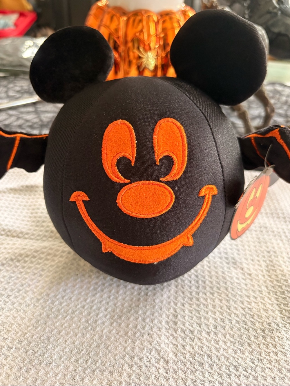 Disney Parks Mickey Mouse Halloween Pumpkin Bat Plush Stuffed Toy (With Tag)